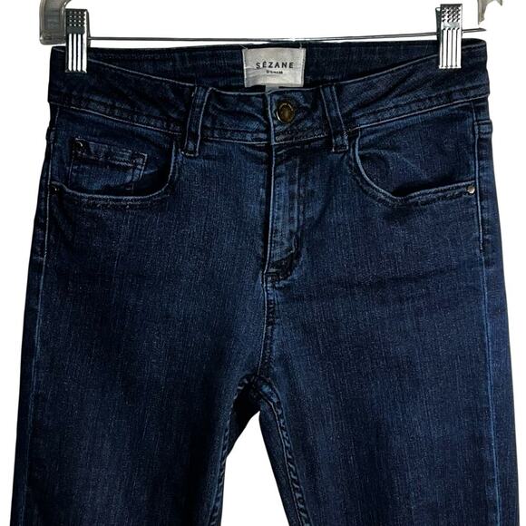 Sézane High Rise Skinny Jeans Dark Indigo Denim Size 26 Stretch Cotton Blend - Picture 3 of 9